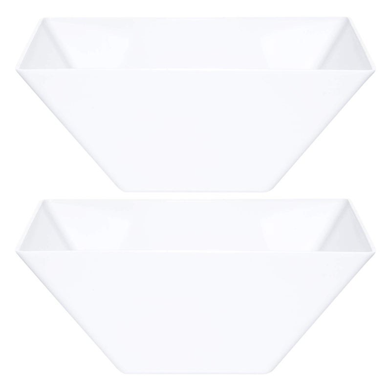 PLASTICPRO Disposable Square Plastic Medium White Serving Bowls Extra Heavy Duty for Party's Snack or Salad Bowl, Elegant Pack of 4 - Image 1